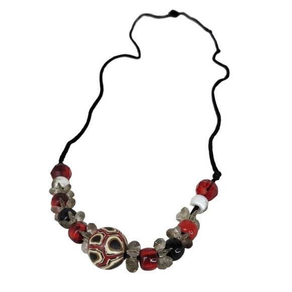 None Jewelry - Venetian Beaded Disco Ball Cord Necklace